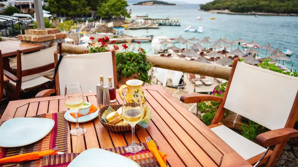 table abroad ready for relaxing after a long day of walking